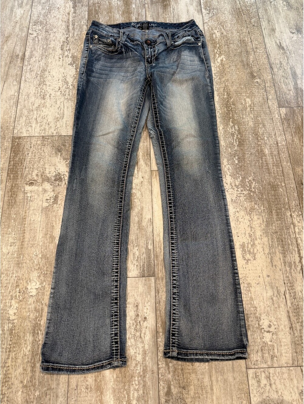 Ariya Jeans Womens 11/12 Flare Jeans Y2K Low Rise Dark Wash